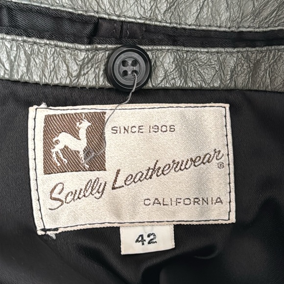 SCULLY Leather Jacket Mens Size 42 Gray Vintage Pockets Western Rodeo Date - Picture 4 of 5